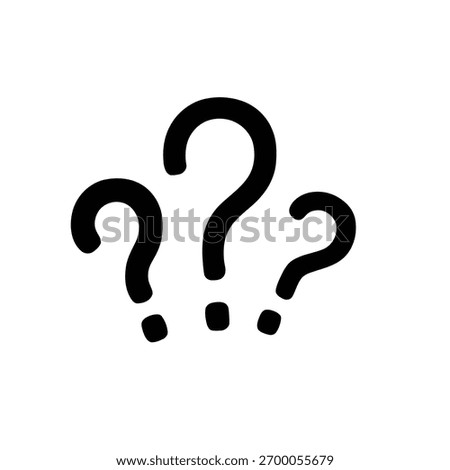 A simple illustration of three question marks, symbolizing inquiry, uncertainty, and the pursuit of knowledge. Great for educational and problem-solving themes. Isolated on white.