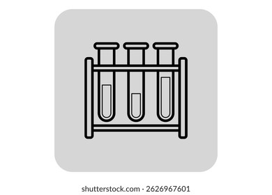 Simple illustration of three test tubes in rack. Scientific education and experimentation in laboratory environment concept