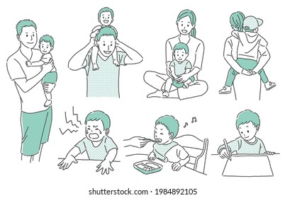 simple illustration of three years old boy