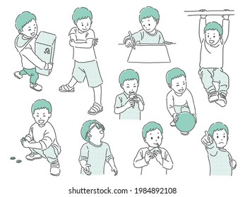 simple illustration of three years old boy
