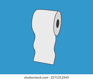 Simple illustration of a toilet paper roll against a vibrant blue background.  Perfect for websites, apps, or presentations needing a clean, minimalist design.