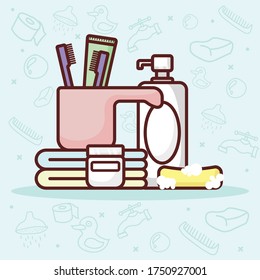 Simple illustration of toiletries, you can use as a template, background, icon etc.