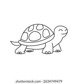 Ilustração simples de uma tartaruga encarando direita com design de concha visível