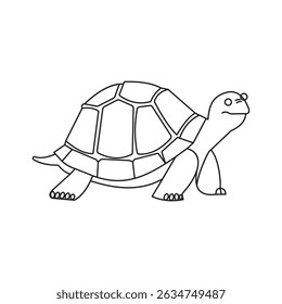 Simple Illustration of a Tortoise Facing Right with Visible Shell Design