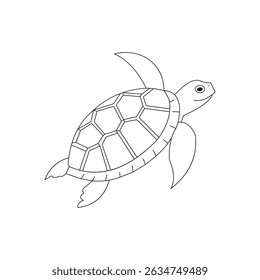 Simple Illustration of a Tortoise Facing Right with Visible Shell Design