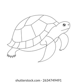 Simple Illustration of a Tortoise Facing Right with Visible Shell Design