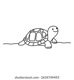 Simple Illustration of a Tortoise Facing Right with Visible Shell Design