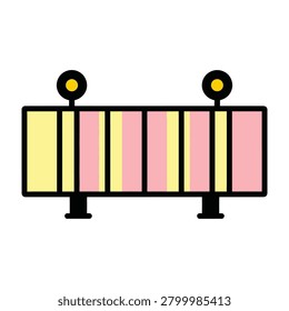 Simple illustration of traffic lights on colorful background with urban feel