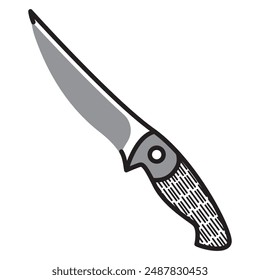 Simple Illustration of Trailing Point Dagger, Knife