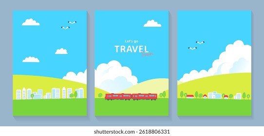 A simple illustration of a train and cityscape