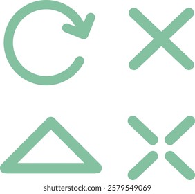 simple illustration of triangle cross circle refresh icon