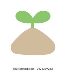 Ilustración simple de hojas gemelas que brotan del suelo.
