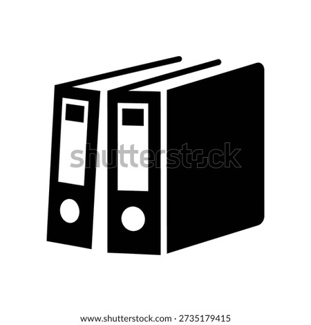 Simple illustration of two black office binders with ring mechanisms on a white background.