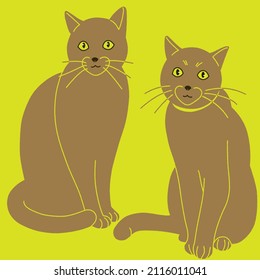 Simple illustration of two cute cats.