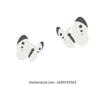 Una ilustración simple de dos mariposas blancas de col voladora