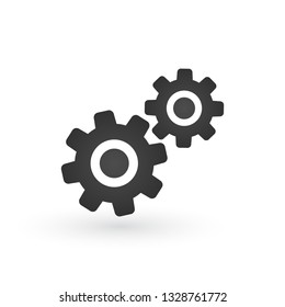 Simple illustration of two gear wheels in grey colors. vector illustration isolated on white background.