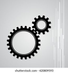 Simple illustration of two gear wheels in grey colors vector
