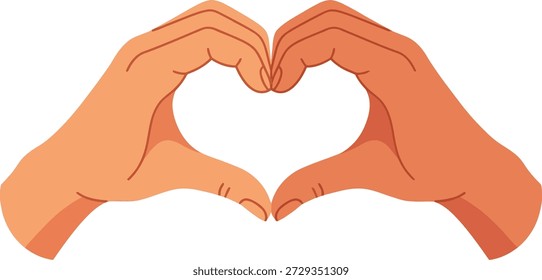 Una simple ilustración de dos manos artísticamente moldeadas en un símbolo de corazón amoroso.