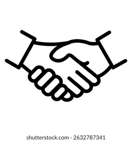 Simple illustration of two hands shaking, symbolizing deal, agreement, and partnership.