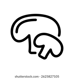 Simple Illustration of Two Mushrooms in Different Sizes in Black