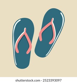 Simple Illustration of Two Pairs of Sandals in Cartoon Design Style