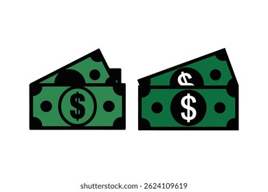 Ilustración simple de dos pilas de billetes en dólares estadounidenses.