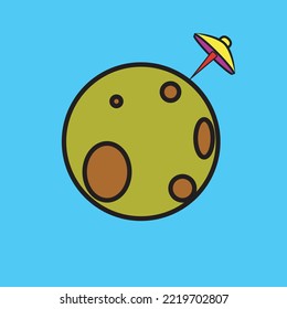 Ilustración simple ufo vs planeta 