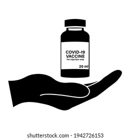 Simple illustration of vaccine bottle. Covid-19 coronavirus vaccination concept
