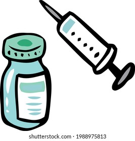 Simple illustration of vaccines and injections