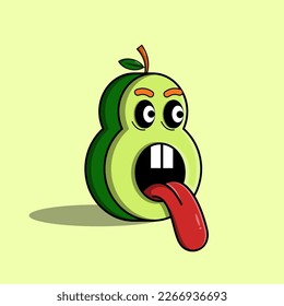 a simple illustration vector cartoon of surprised avocado