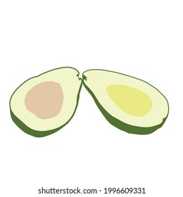 Simple illustration vector design of two avocado slices suitable for logo, icon and background designs