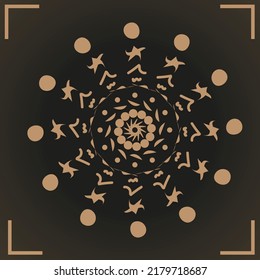 simple illustration vector graphic of circular pattern mandala. floral, mehndi, tattoo, coloring book page, flyer background, and decorative ornament in ethnic oriental style with a black background.