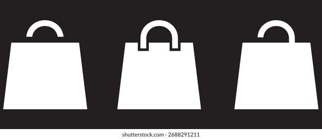 Una ilustración simple de un ícono de Vector para bolsos de compras en blanco y negro con una manija para el negocio minorista