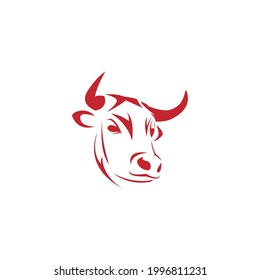 Simple illustration vector logo of bull head