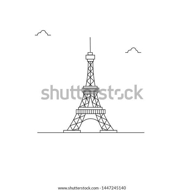 Simple Illustration Vector Paris Eiffel Tower Stock Vector