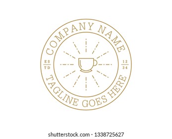 simple illustration vintage logo cafe gold version. 