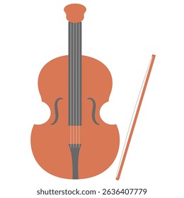 A simple illustration of a violin and bow