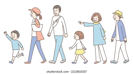 simple illustration of walking people