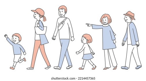 simple illustration of walking people