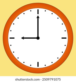 Simple illustration of a wall clock, perfect for educational materials, back-to-school projects, and classroom designs.