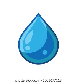 Simple illustration of a water drop with highlights and shadows, ideal for clean and minimalistic designs