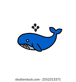 Ilustración simple de una ballena en azul