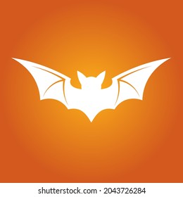 Simple illustration of white bat silhouette for halloween day