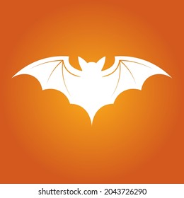 Simple illustration of white bat silhouette for halloween day