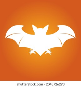 Simple illustration of white bat silhouette for halloween day
