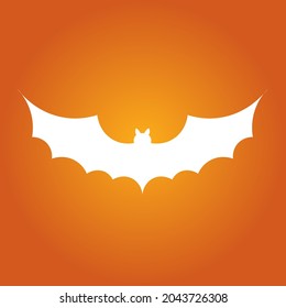 Simple illustration of white bat silhouette for halloween day