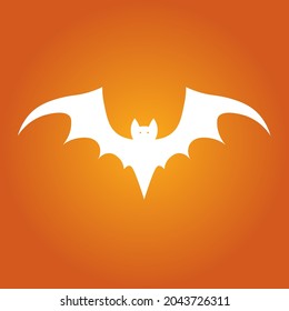 Simple illustration of white bat silhouette for halloween day