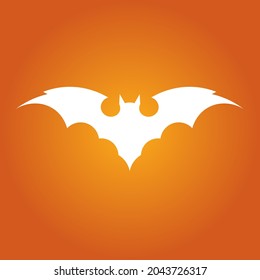 Simple illustration of white bat silhouette for halloween day