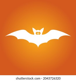 Simple illustration of white bat silhouette for halloween day
