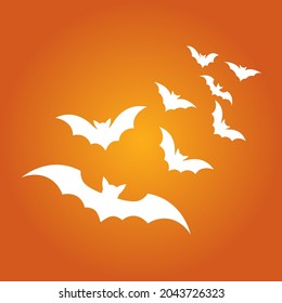 Simple illustration of white bat silhouette for halloween day